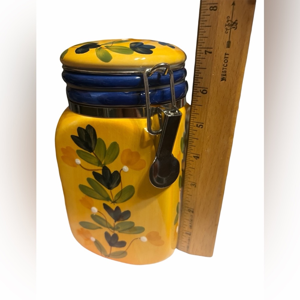 California Pantry Yellow and Blue Floral Ceramic Canister - Picture 6 of 7
